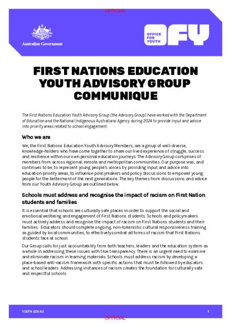 First Nations Education Youth Advisory Group Communique.pdf