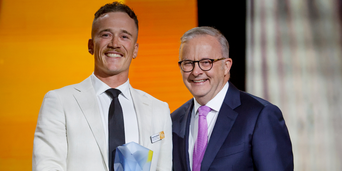 2026 Young Australian of the Year – Nedd Brockmann (NSW) and Prime Minister Anthony Albanese